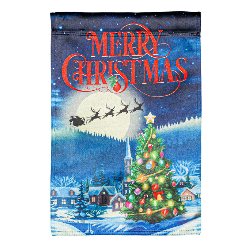 Santa's Sleigh on Christmas Lustre House Flag,13lu10593