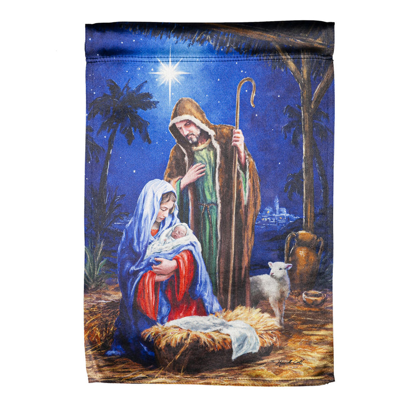 Holy Night Nativity Lustre House Flag,13lu10602