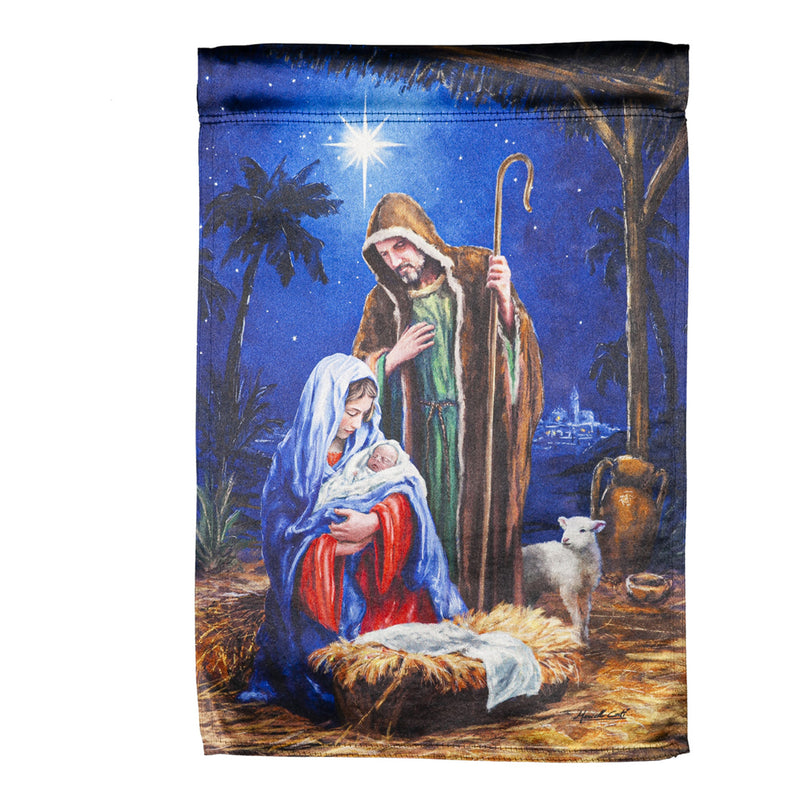 Holy Night Nativity Lustre House Flag,13lu10602