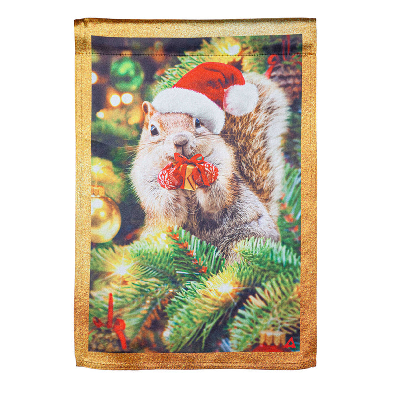 Santa Squirrel Lustre House Flag,13lu10827