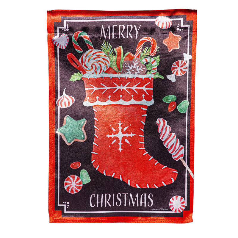 Merry Christmas Stocking Lustre House Flag,13lu12166