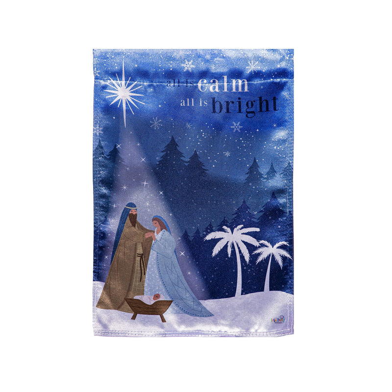 All is Calm Nativity Lustre House Flag,13lu12215