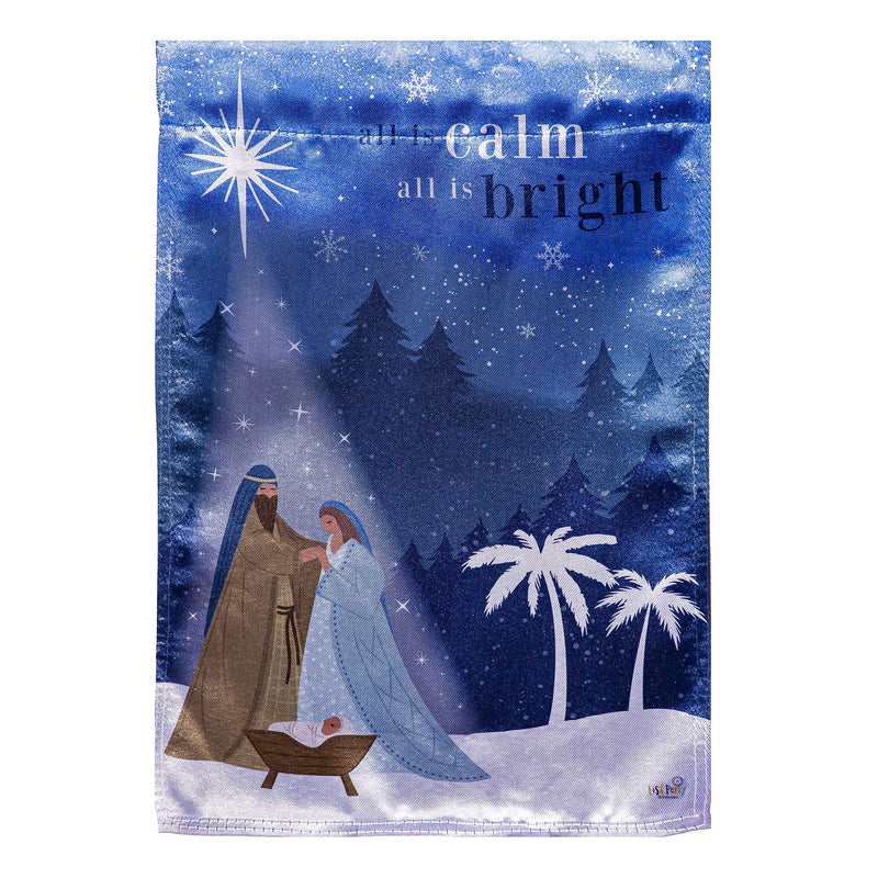 All is Calm Nativity Lustre House Flag,13lu12215