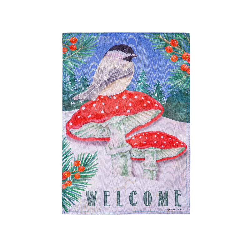 Chickadee and Winter Moire House Flag,13m12168