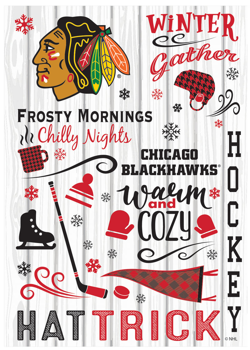 Chicago Blackhawks, Moire Flag, House Size, Fall Seasonal,13m4355