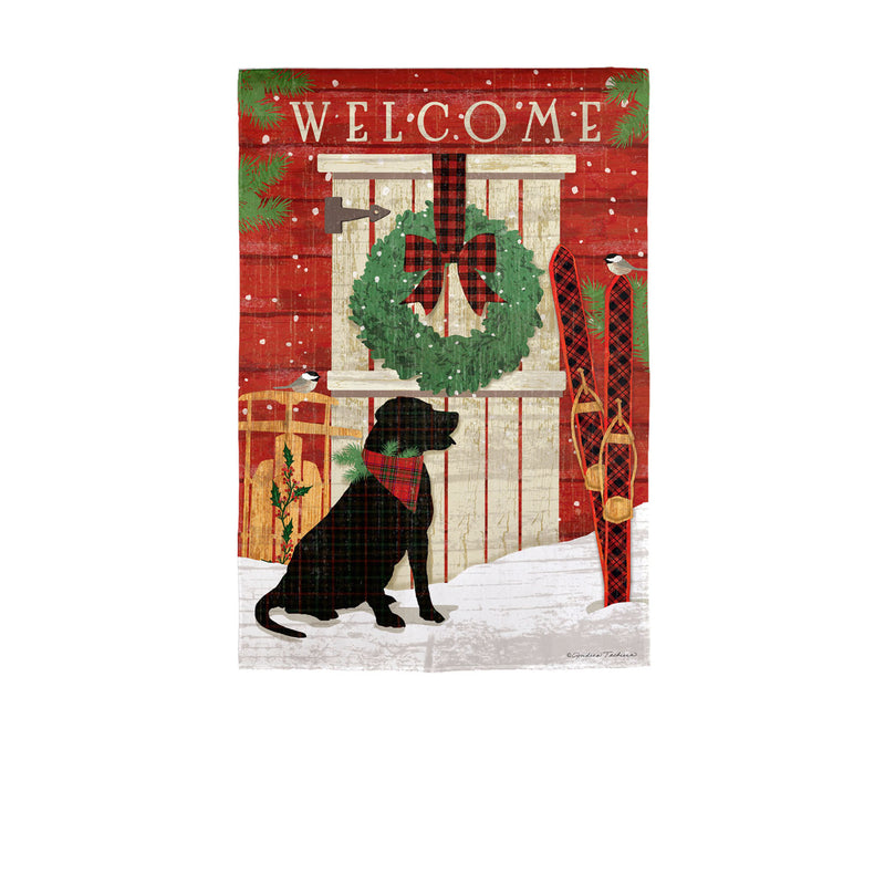 Holiday Barn Door Pup House Suede Flag, 43"x29"inches