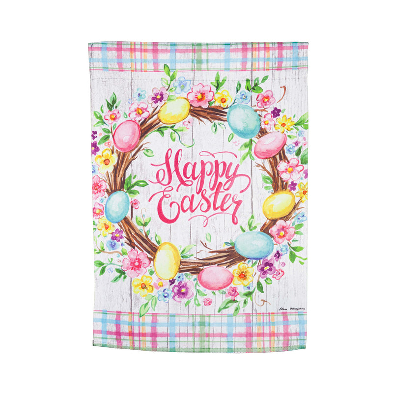 Easter Floral Wreath House Suede Flag,13s10170