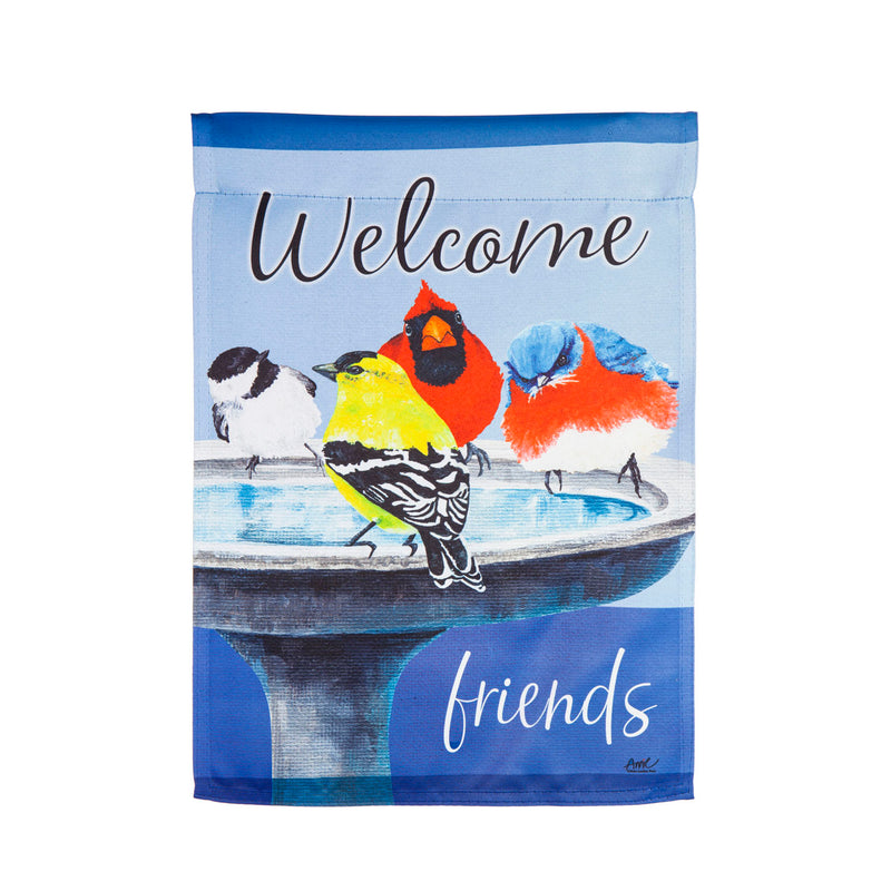 Bird Bath Friends House Suede Flag,13s10292