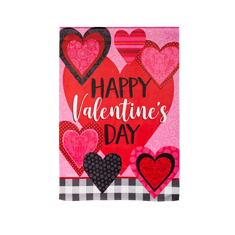 Patterned Valentine Hearts House Suede Flag,13s10654