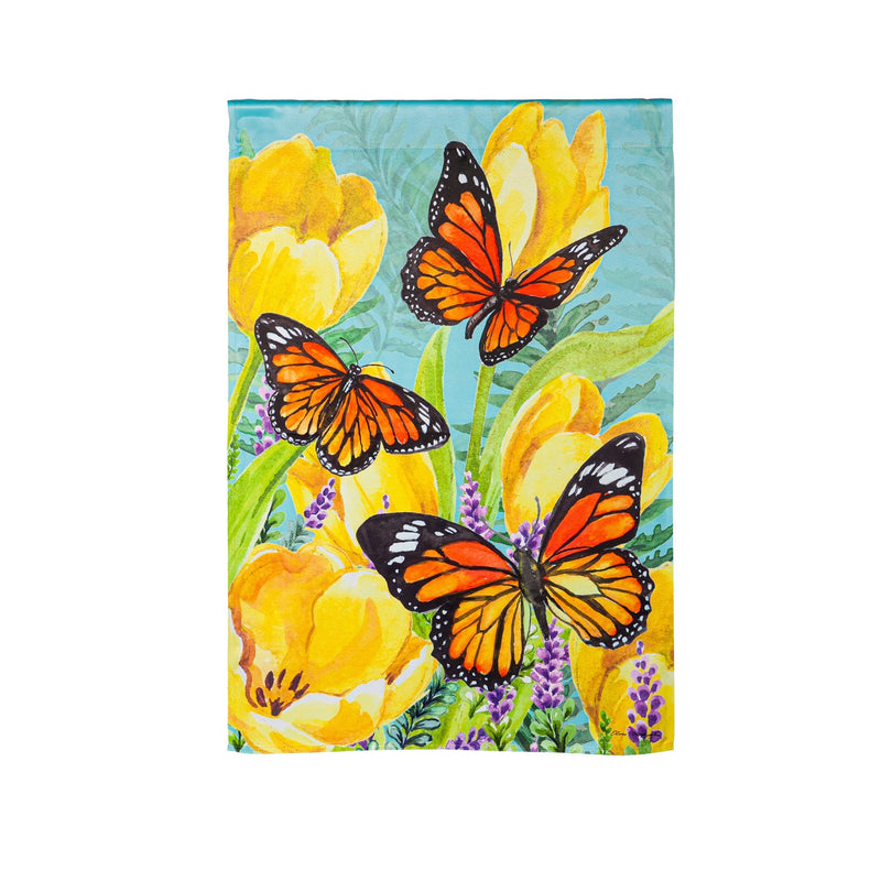 Tulip and Butterfly House Suede Flag,13s10693