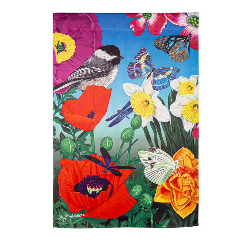 Birds and Flowers Suede House Flag,13s11349