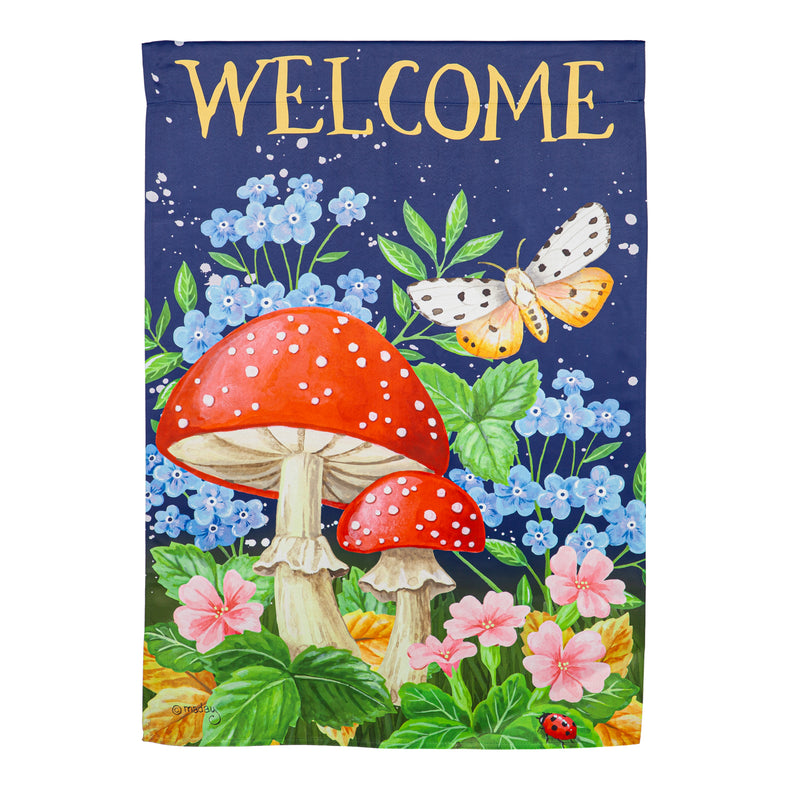 Welcome Mushroom Suede House Flag,13s11449