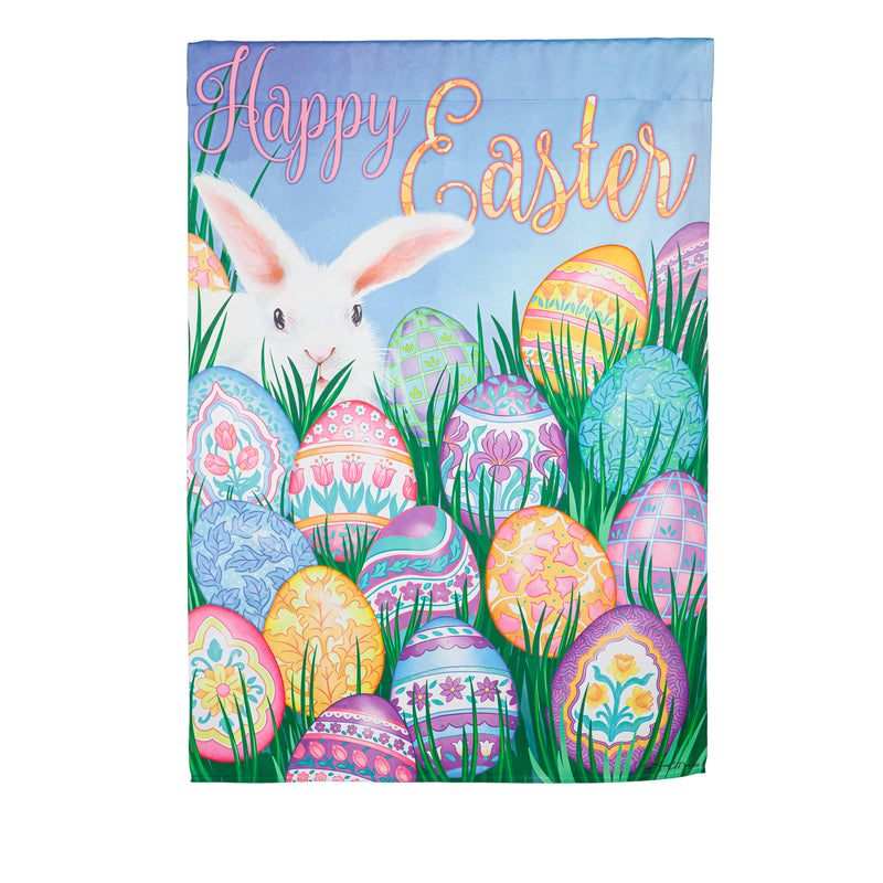 Evergreen Flag,Happy Easter Multi Eggs Suede House Flag,0.2x29x43 Inches