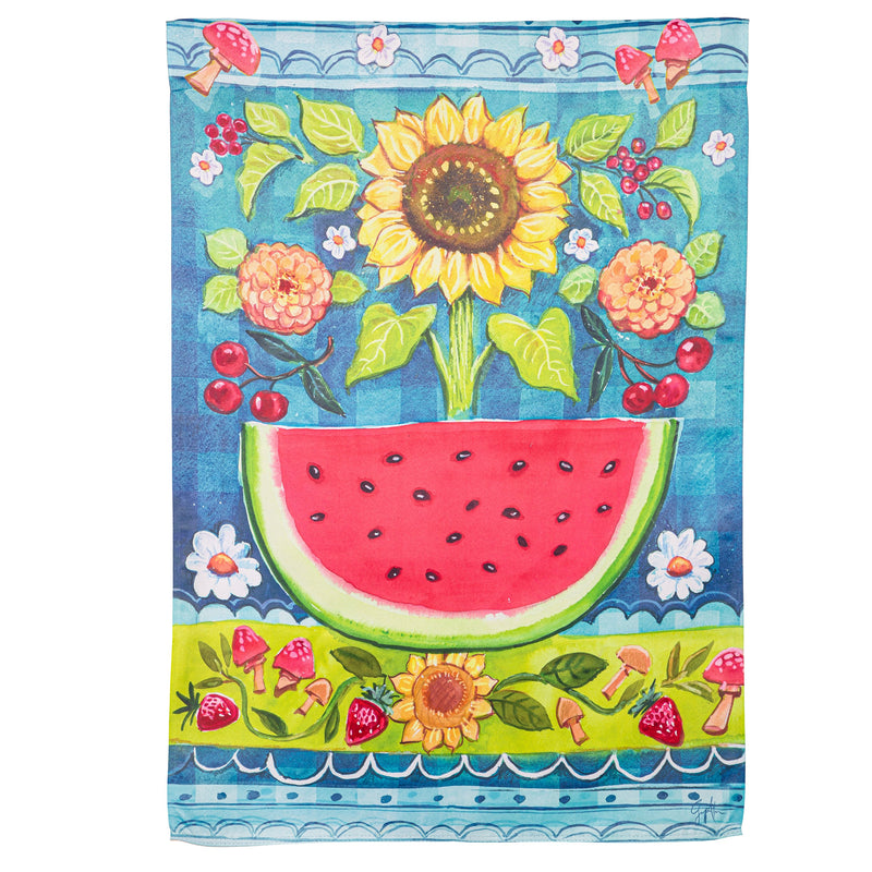 Folk Sunflower Suede House Flag,13s11715