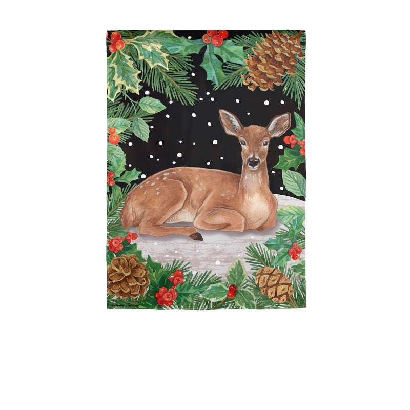 Woodland Peace on Earth Deer Suede House Flag,13s12167