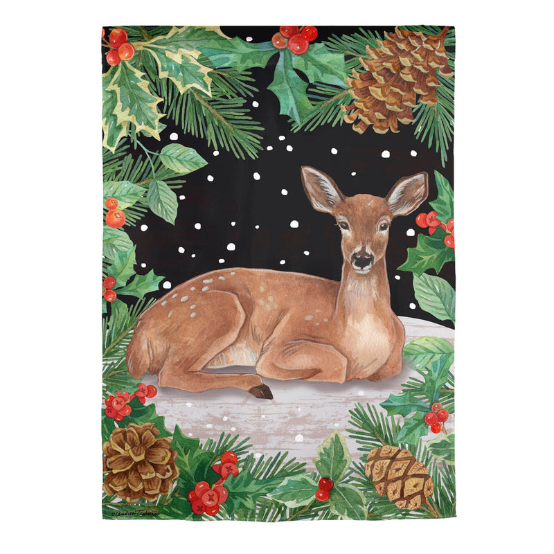 Woodland Peace on Earth Deer Suede House Flag,13s12167