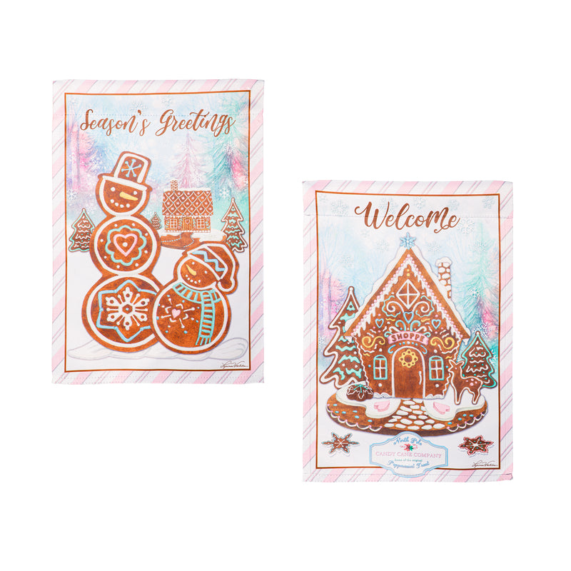 Season's Greeting Gingerbread Reversible Suede House Flag,13s12376fb