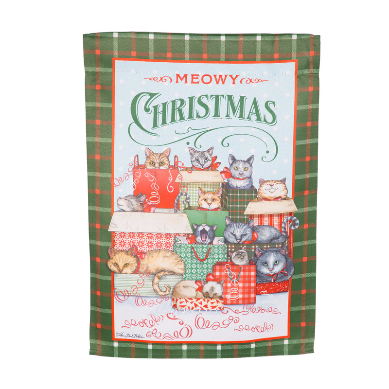 Meowy Christmas Suede House Flag,13s12493