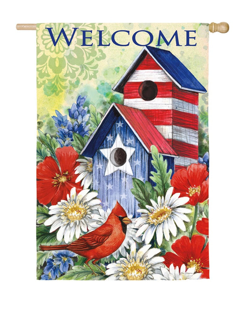 Patriotic Birdhouse & Cardinal House Sub Suede Flag,13s3665