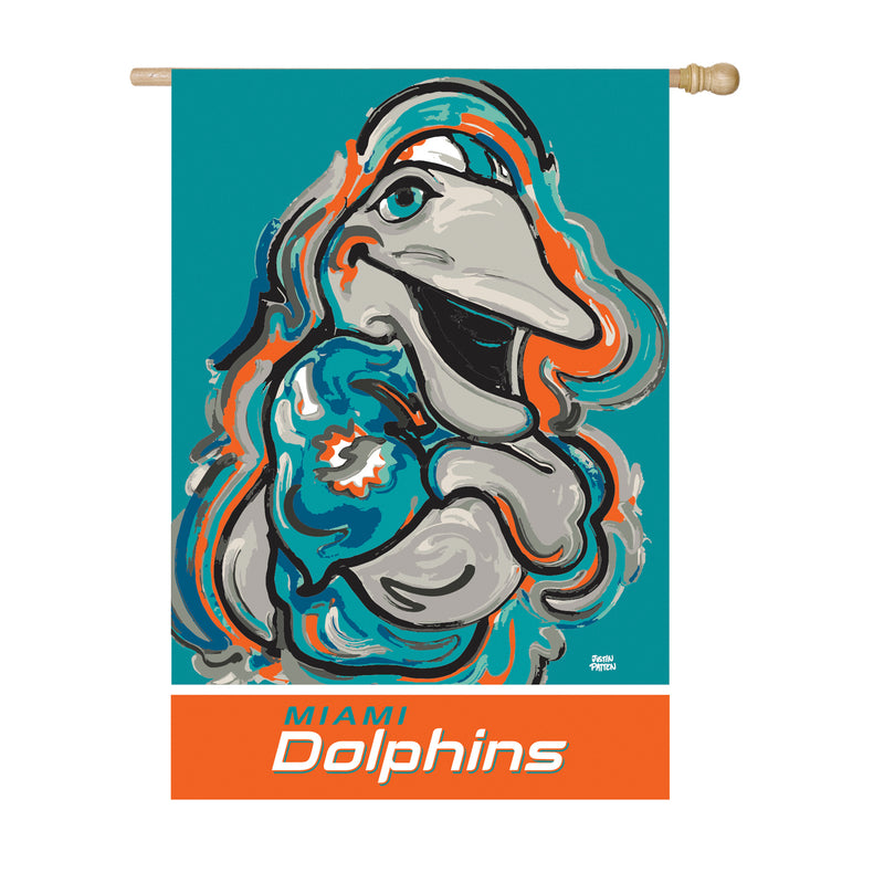 Evergreen Flag,Miami Dolphins, Suede REG Justin Patten,29x0.2x43 Inches