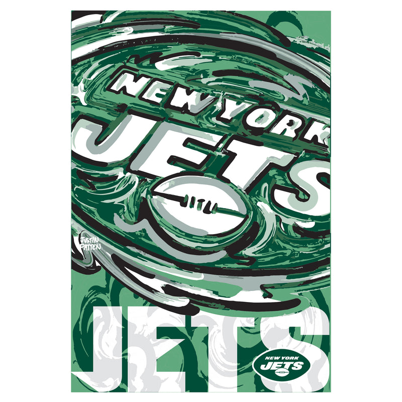 Evergreen Flag,New York Jets, Suede REG, Justin Patten Logo,29x43x0.2 Inches