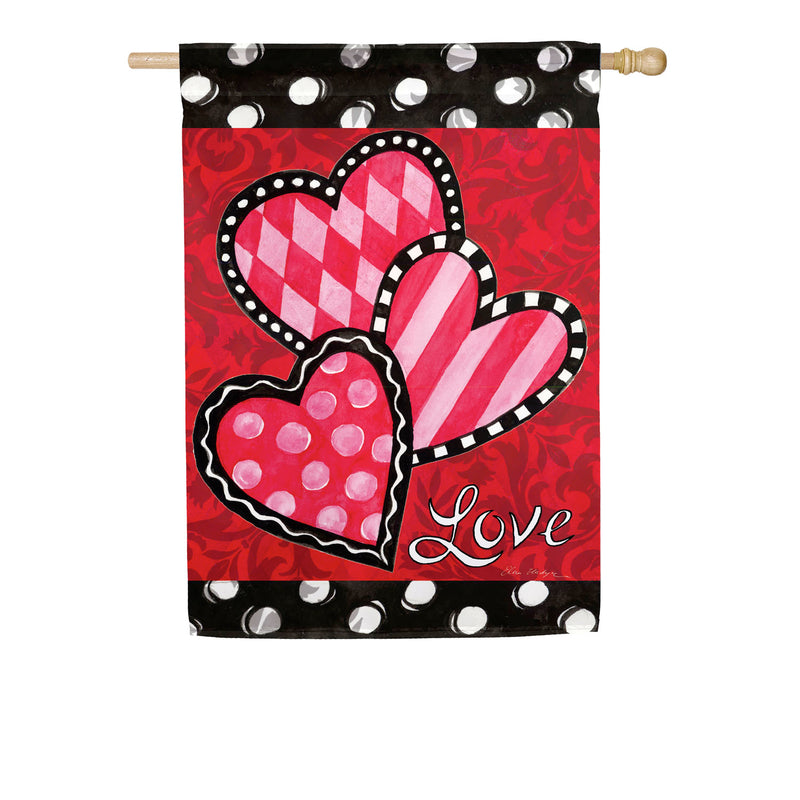 Bright Valentine's Hearts House Suede Flag, 43"x29"inches