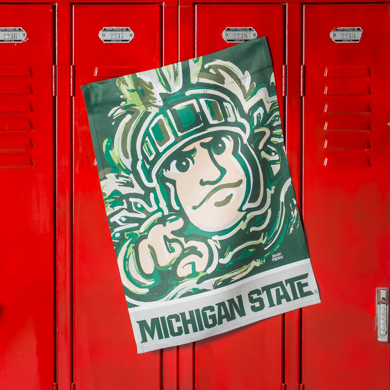 Evergreen Flag,Michigan State University, Suede REG Justin Patten,29x43x0.2 Inches