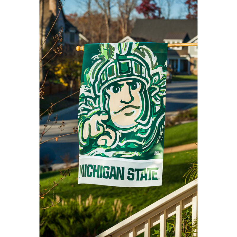 Evergreen Flag,Michigan State University, Suede REG Justin Patten,29x43x0.2 Inches
