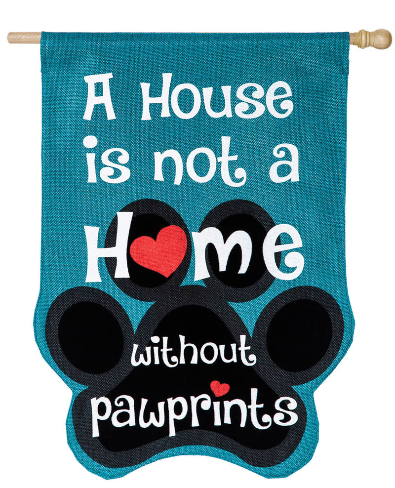 Evergreen Paw Prints House Burlap Flag, 44'' x 28'' inches