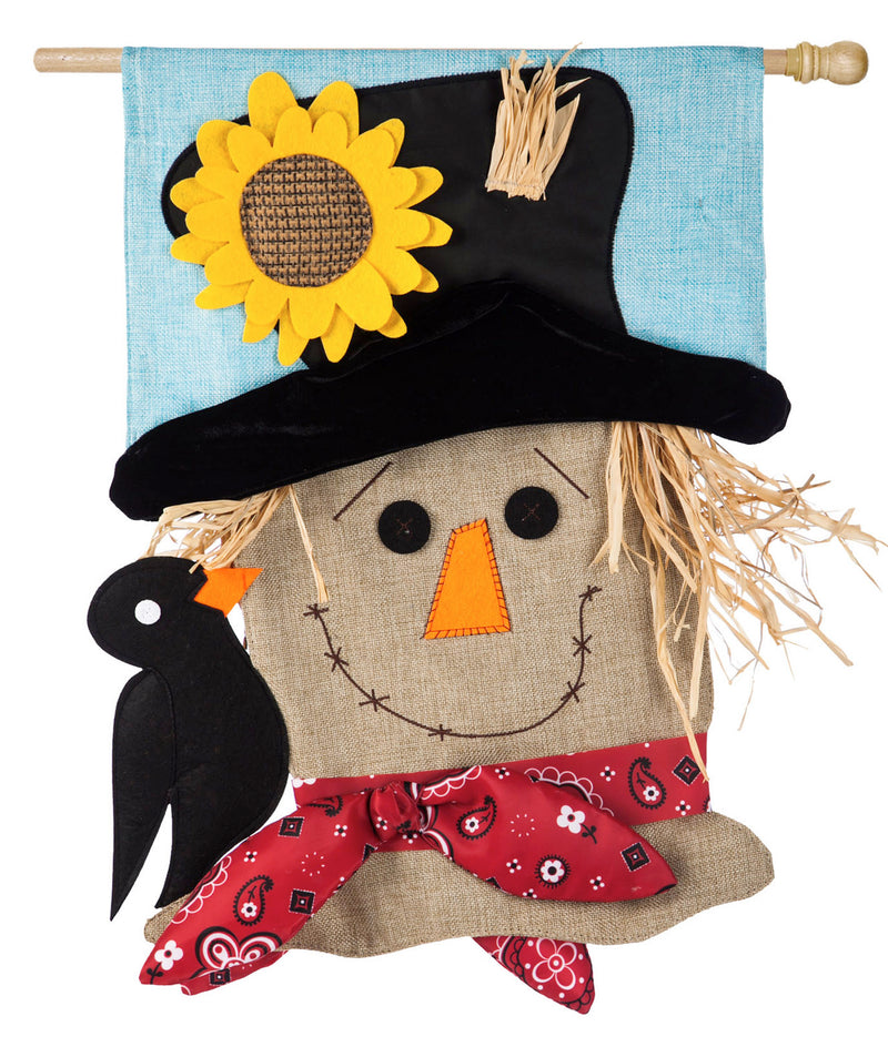 Scarecrow Season House Burlap Flag,13b4516bl