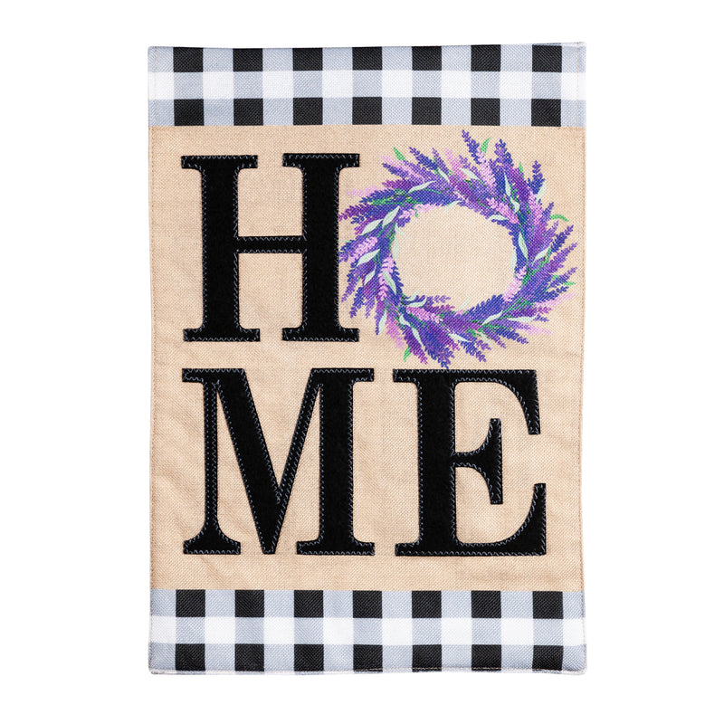 Evergreen HOME Lavender Wreath House Burlap Flag, 44'' x 28'' inches