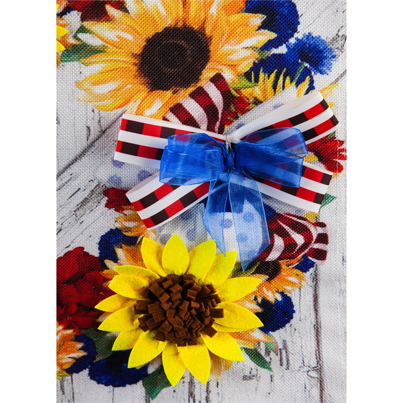 Americana Floral Wreath House Burlap Flag,13b9858