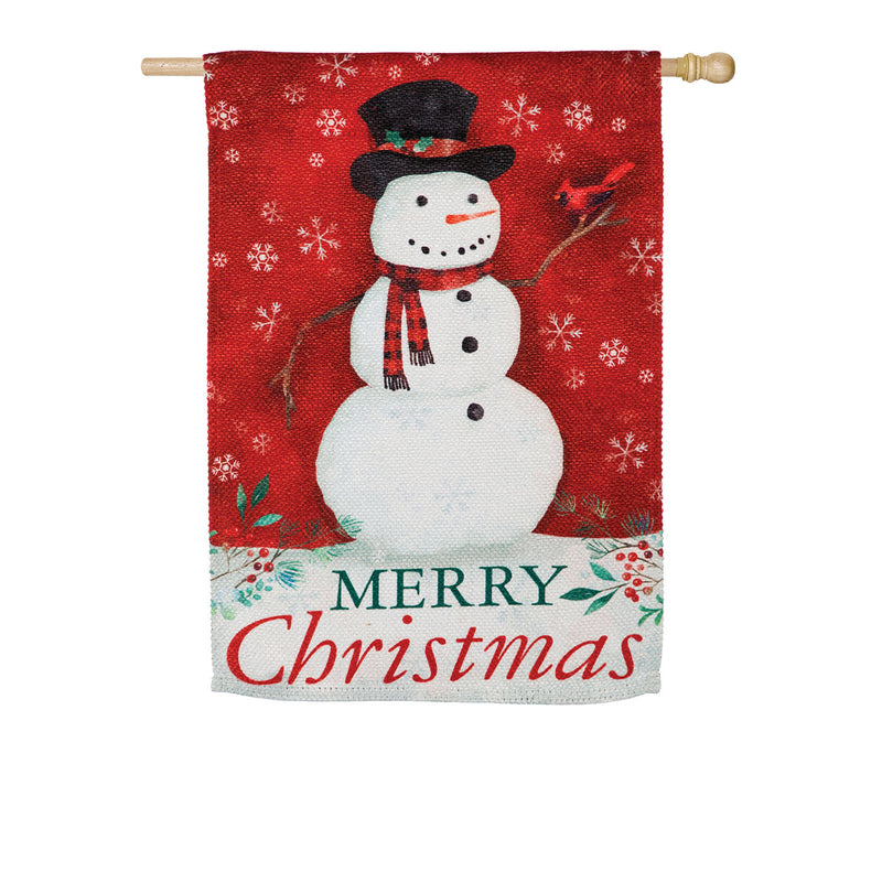 Christmas Heritage Snowman House Textured Suede Flag,13es9355