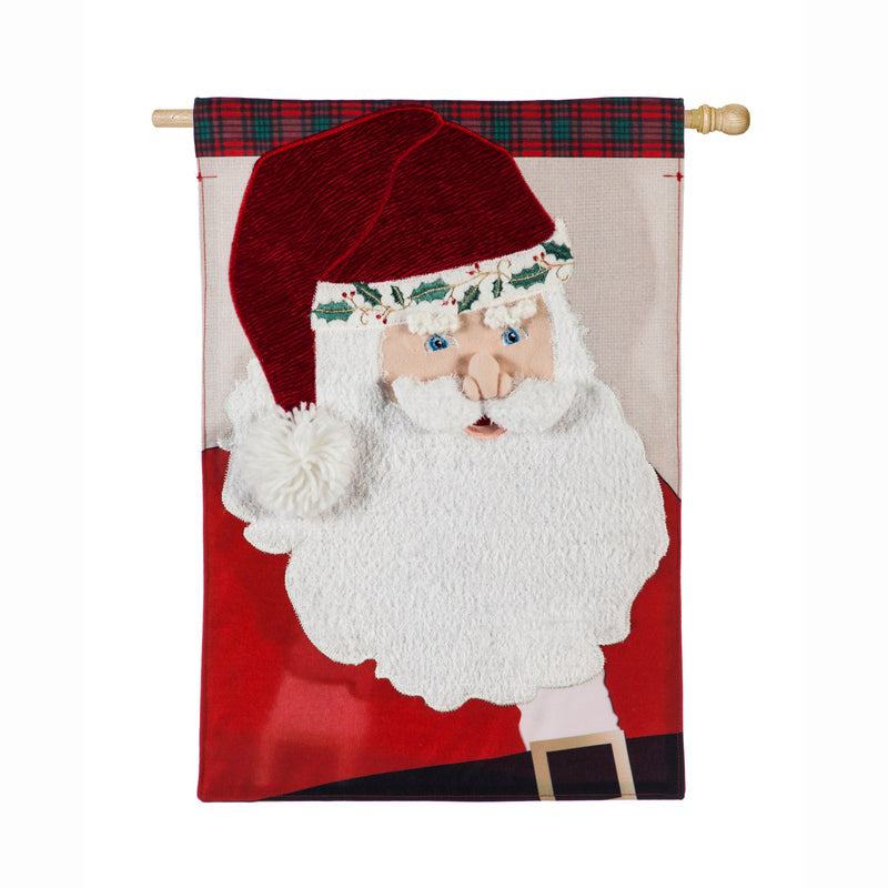 Evergreen Santa Claus House Linen Flag, 44'' x 28'' inches