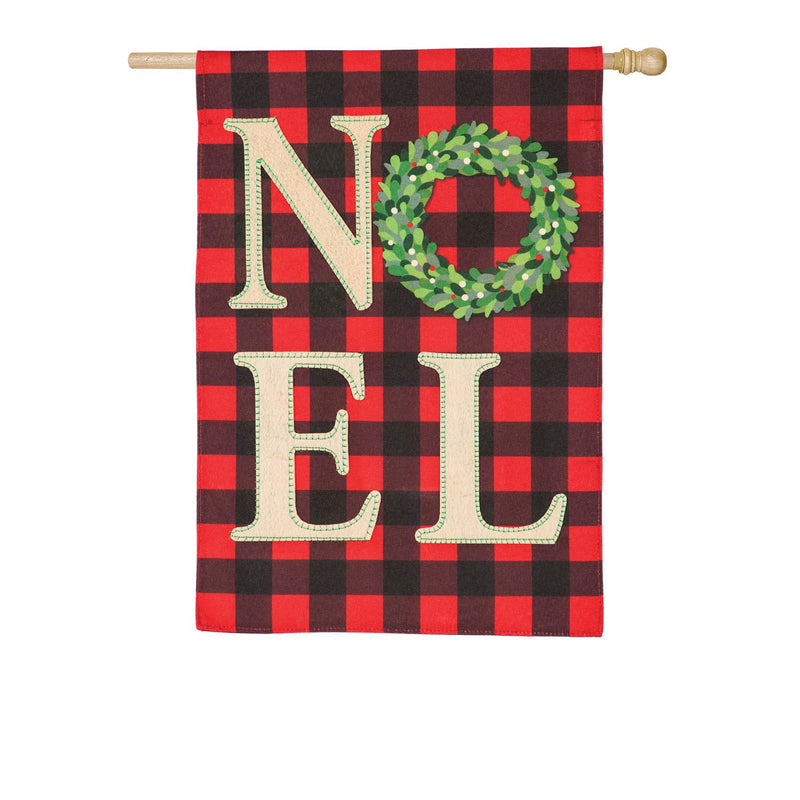 NOEL Wreath House Linen Flag,13l9362