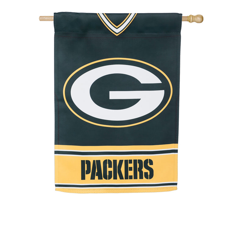 Evergreen Flag, DS Suede, Foil, Reg, Jersey, Green Bay Packers, 43'' x 29'' inches