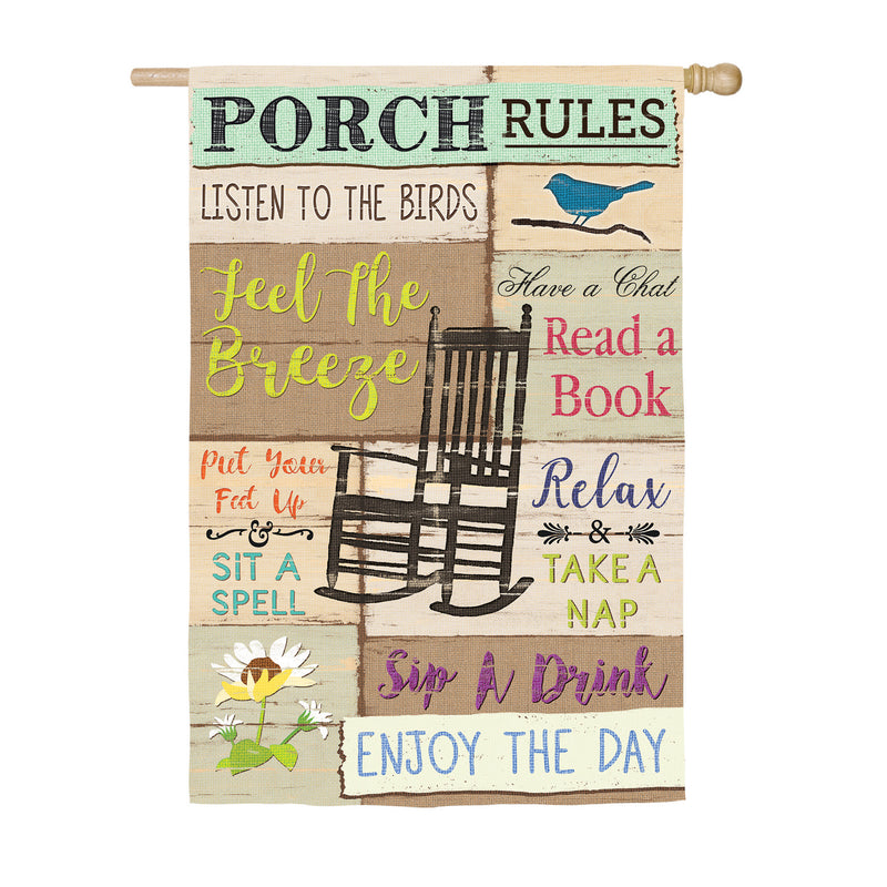 Porch Rules House Suede Flag,13s4878