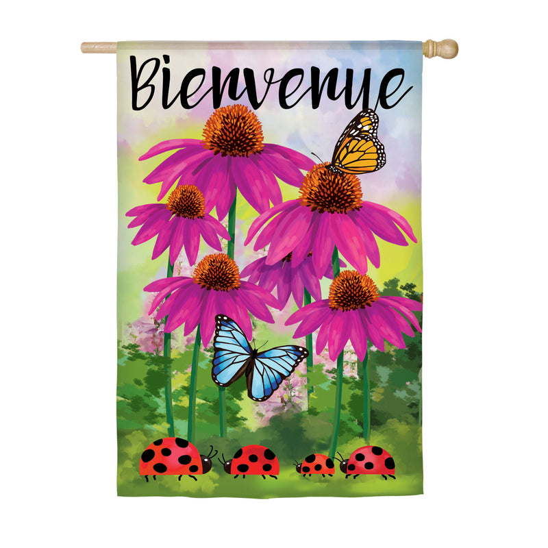 Bienvenue Coneflowers House Suede Flag,13s9128