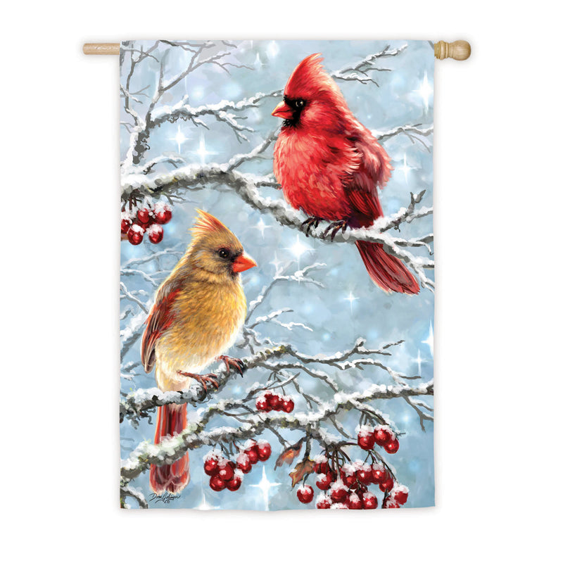 Winter Cardinals House Suede Flag,13s9352