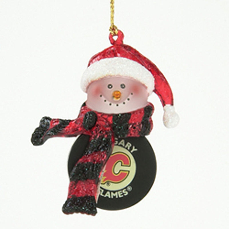 Striped Acrylic Snowman Puck 3 Calgary Flames,14650sc