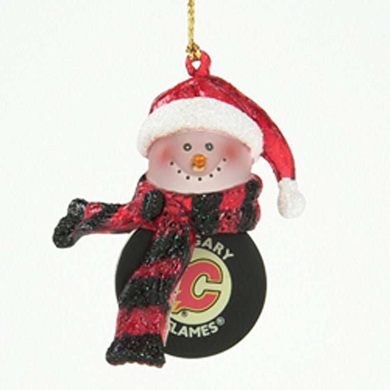 Fans With Pride Striped Acrylic Snowman Puck 3 Calgary Flames, 2'' x 2 '' x 4'' inches
