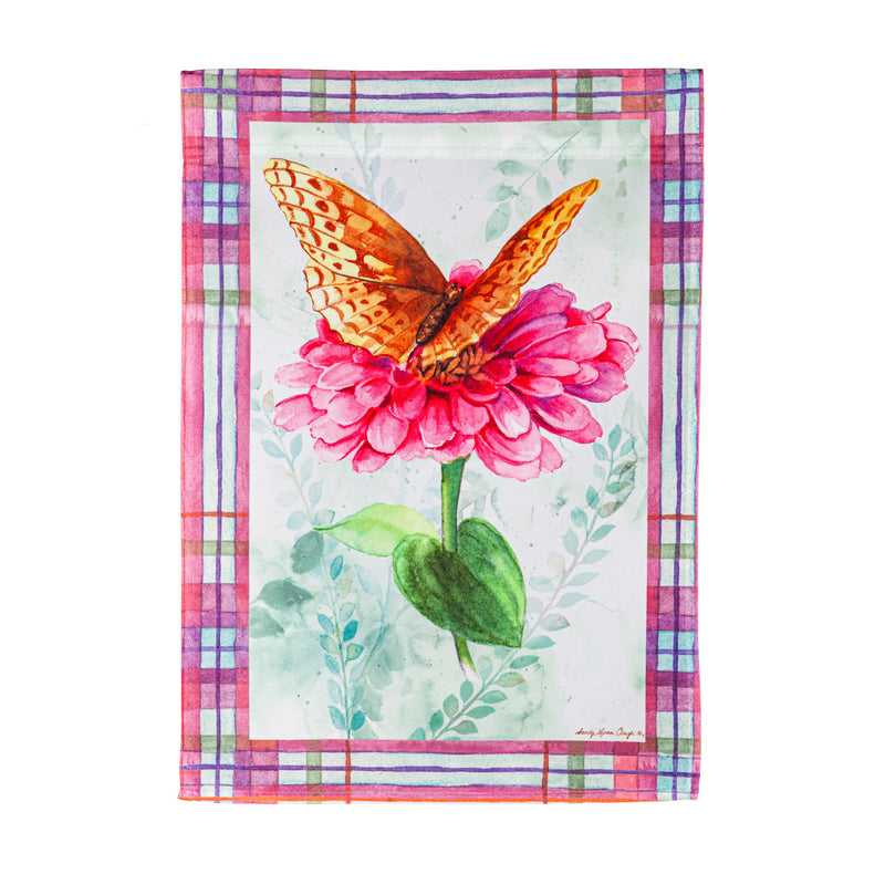 Butterfly and Plaid Garden Satin Flag,14a10261