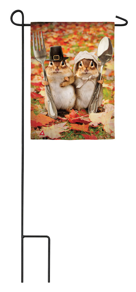 Thanksgiving Gothic Chipmunks Garden Satin Flag,14a3893