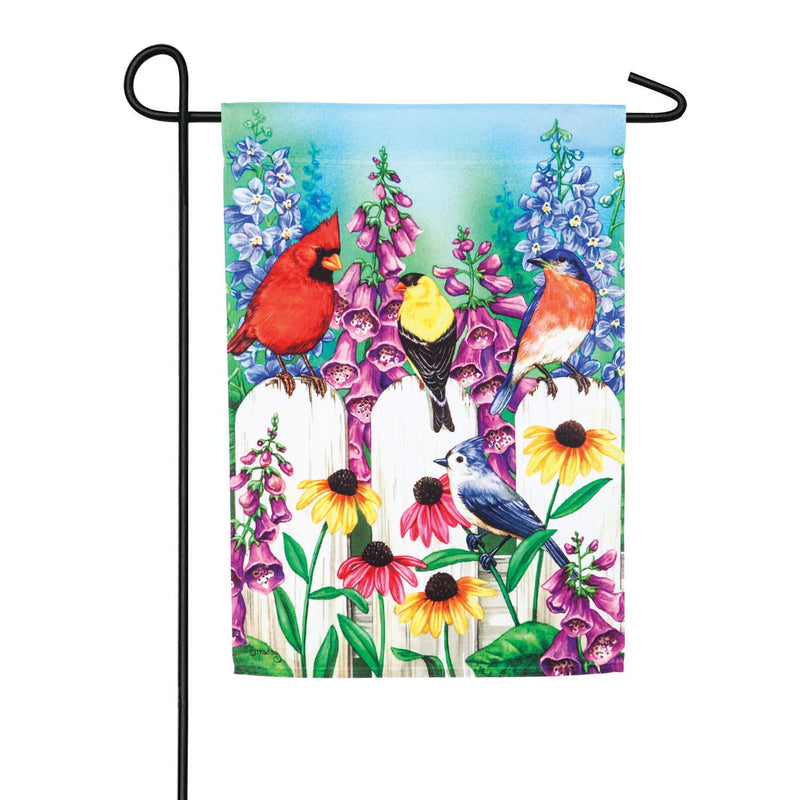 Birds on Fence Garden Satin Flag,14a4685