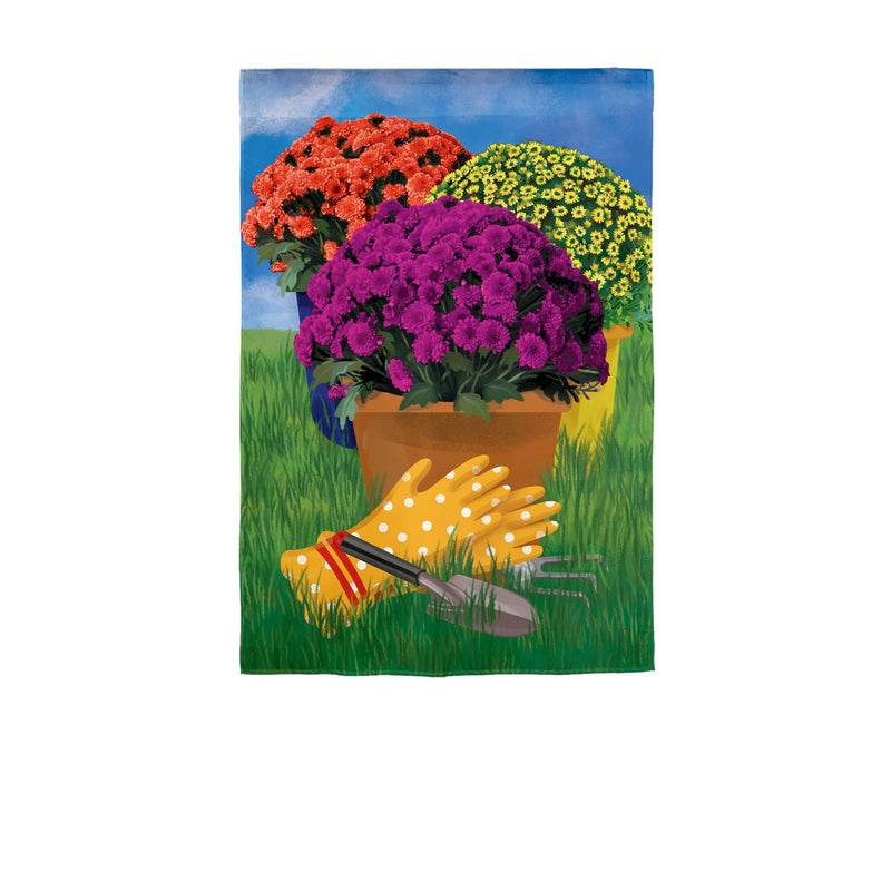 Potted Mums Garden Burlap Flag,14b10012