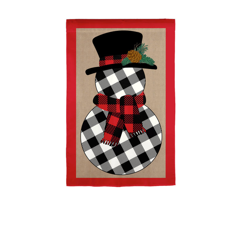 Buffalo Check Snowman Garden Burlap Flag,14b10103