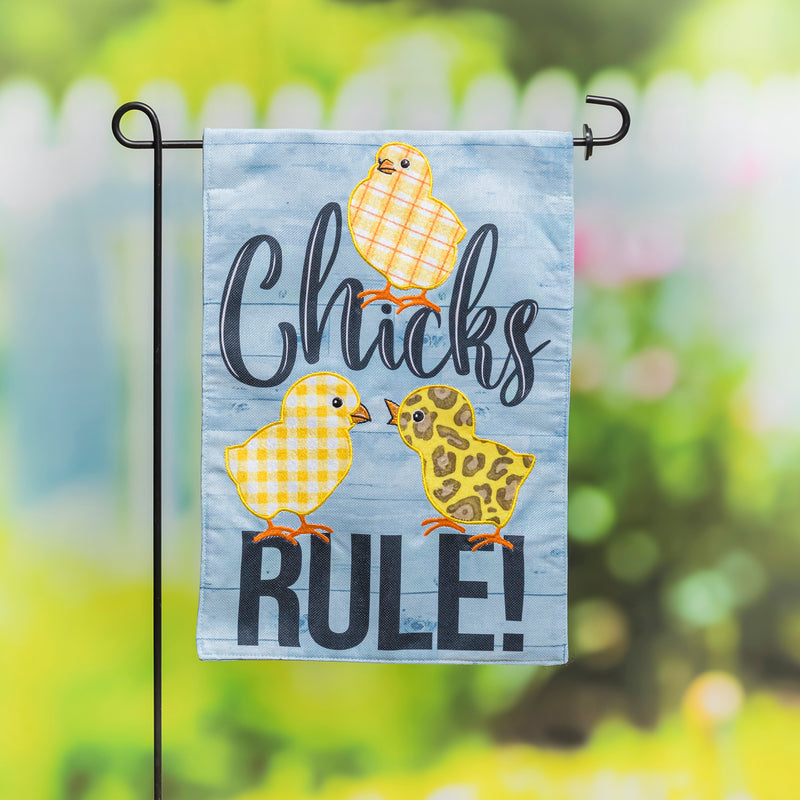 Patterned Chicks Rule Garden Burlap Flag,14b10126