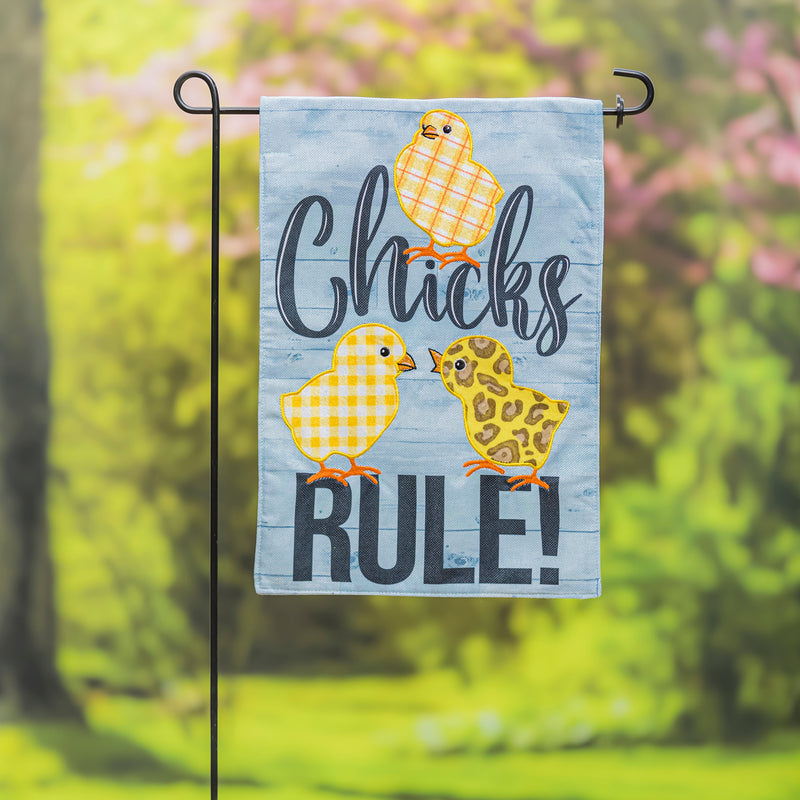 Patterned Chicks Rule Garden Burlap Flag,14b10126