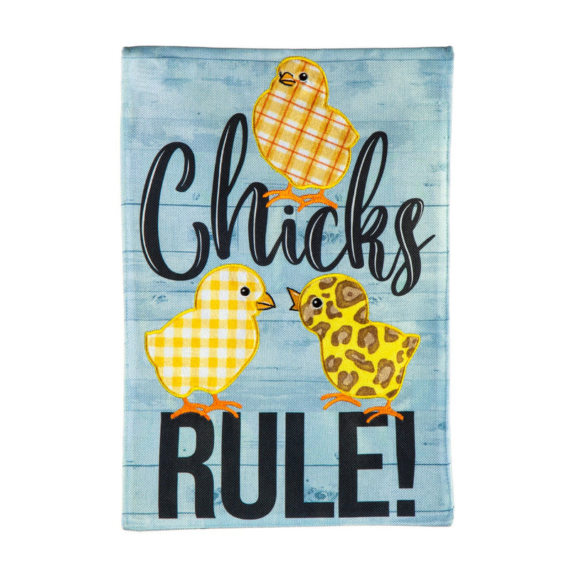 Patterned Chicks Rule Garden Burlap Flag,14b10126