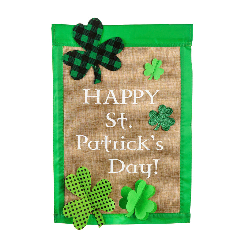 St. Patrick's Day Shamrock Garden Burlap Flag,14b10128